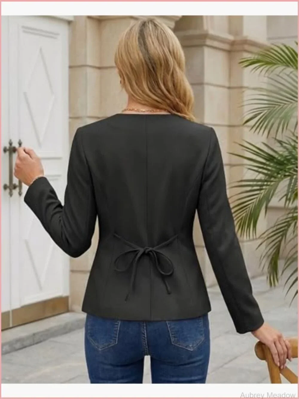 Women's Professional Blazer, Adjustable Cinched Waist Fitted Office Jacket